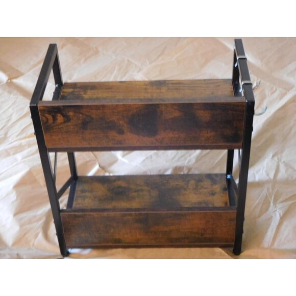 New 2-Tier Kitchen Counter Shelf Organizer, Coffee Bar Station Spice Rack, Brown - Picture 6 of 11